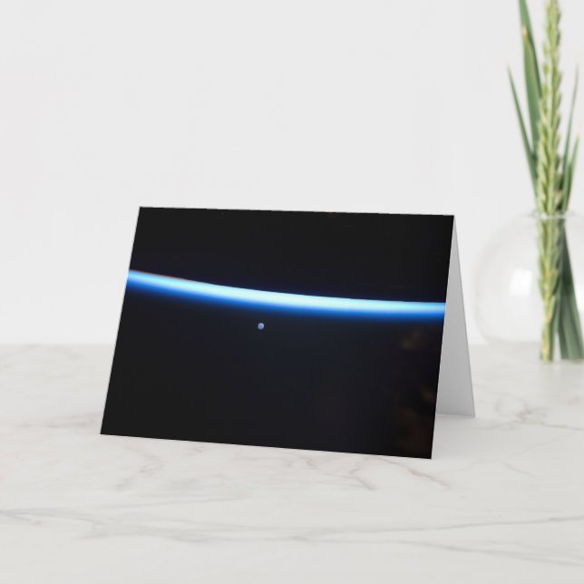 Earth's Thin Line Of Atmosphere And A Gibbous Moon Card (Front)