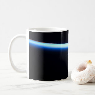 Earth's Thin Line Of Atmosphere And A Gibbous Moon Coffee Mug