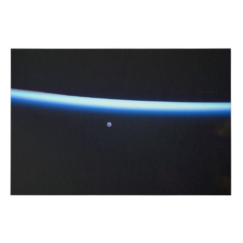 Earths Thin Line Of Atmosphere And A Gibbous Moon Faux Canvas Print