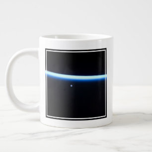 Earth's Thin Line Of Atmosphere And A Gibbous Moon Giant Coffee Mug