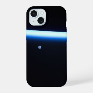 Earth's Thin Line Of Atmosphere And A Gibbous Moon iPhone 15 Case