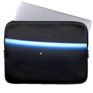 Earth's Thin Line Of Atmosphere And A Gibbous Moon Laptop Sleeve