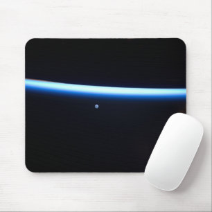 Earth's Thin Line Of Atmosphere And A Gibbous Moon Mouse Pad