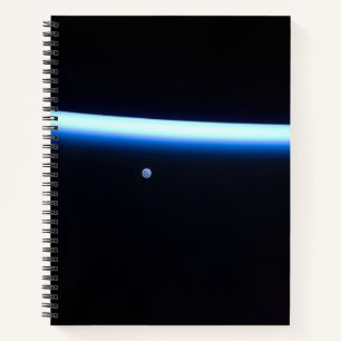 Earth's Thin Line Of Atmosphere And A Gibbous Moon Notebook