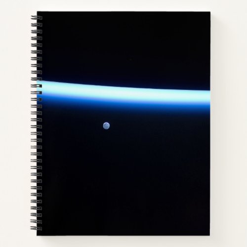 Earths Thin Line Of Atmosphere And A Gibbous Moon Notebook