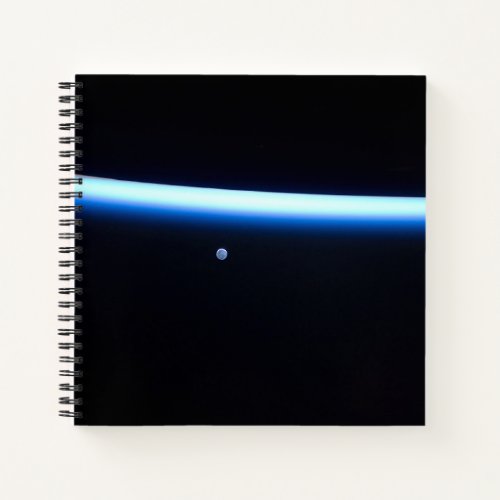 Earths Thin Line Of Atmosphere And A Gibbous Moon Notebook