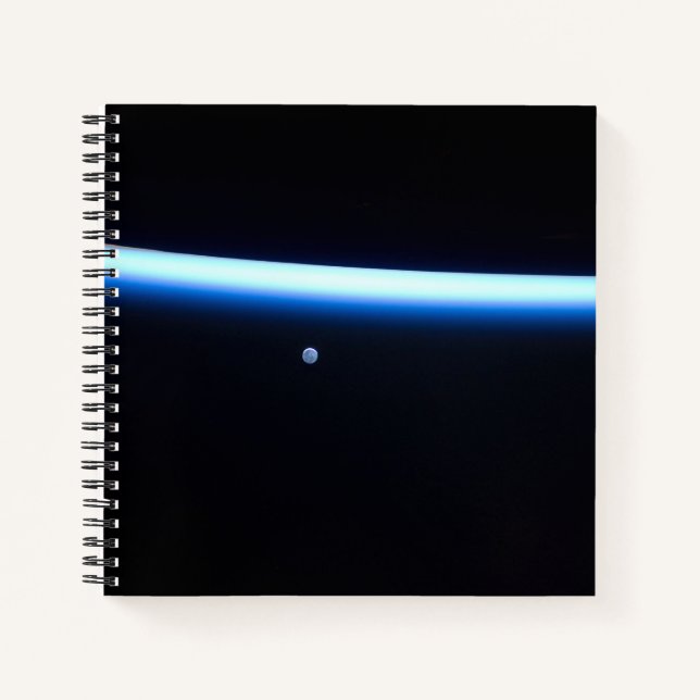 Earth's Thin Line Of Atmosphere And A Gibbous Moon Notebook (Front)