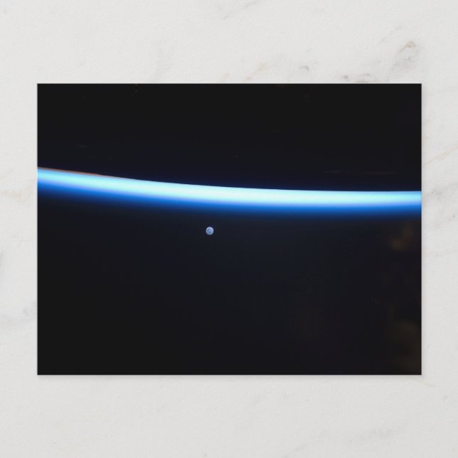 Earth's Thin Line Of Atmosphere And A Gibbous Moon Postcard (Front)