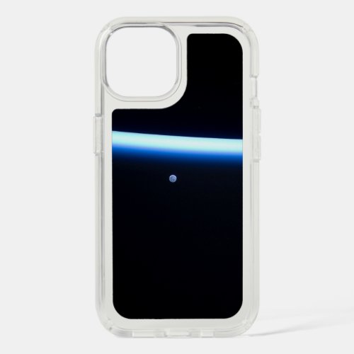Earths Thin Line Of Atmosphere And A Gibbous Moon iPhone 15 Case