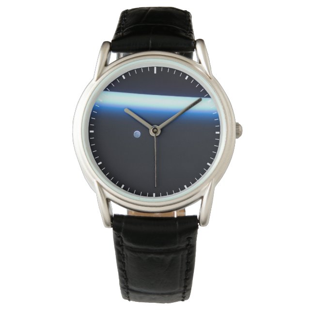 Earth's Thin Line Of Atmosphere And A Gibbous Moon Watch (Front)