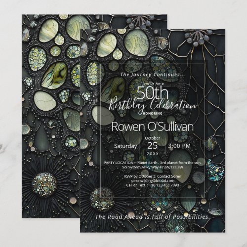 Earthsong | Botanical Gemstone Abstract Invitation