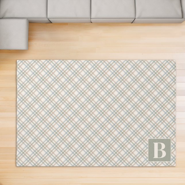Earthtone Colors Personalized Farmhouse Plaid Area Rug (Creator Uploaded)