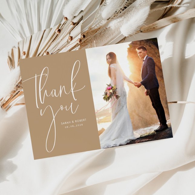earthtone colors wedding thank you photo card (Creator Uploaded)