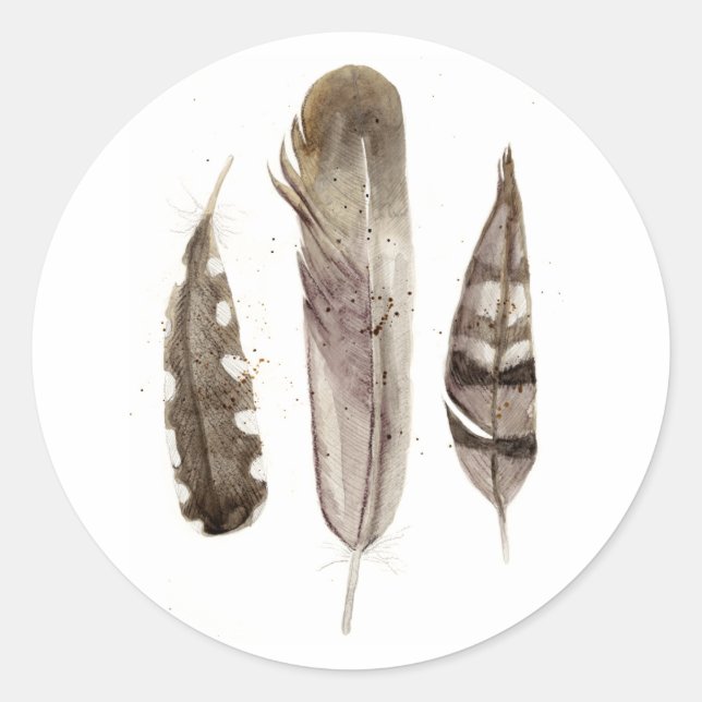 Earthtone Feathers II Classic Round Sticker (Front)