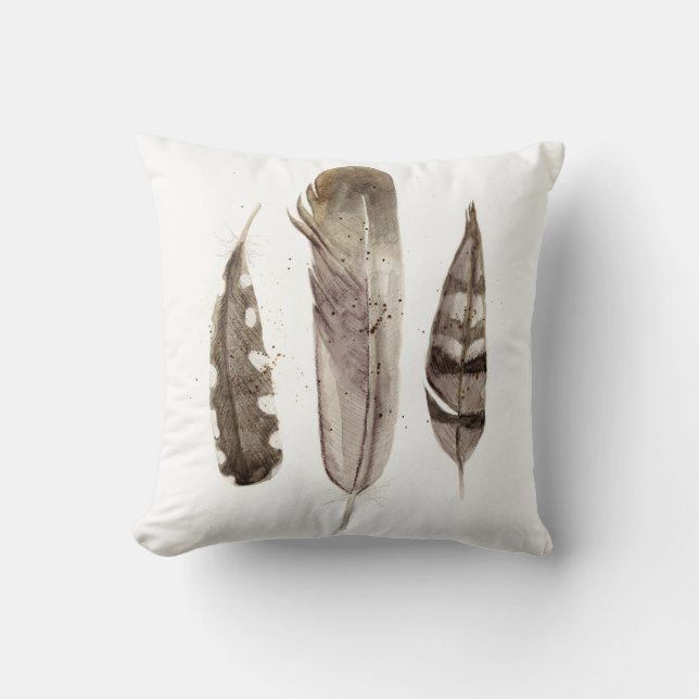Earthtone Feathers II Throw Pillow (Front)