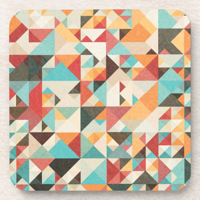 Earthtone Geometric Pattern Beverage Coaster (Front)
