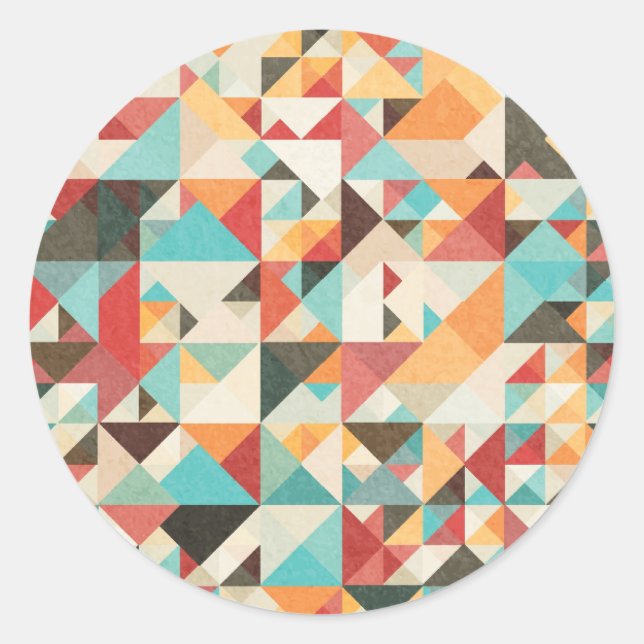 Earthtone Geometric Pattern Classic Round Sticker (Front)