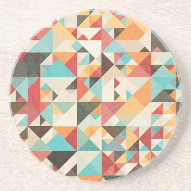 Earthtone Geometric Pattern Coaster (Front)