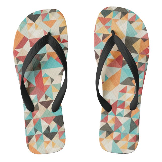 Earthtone Geometric Pattern Flip Flops (Footbed)