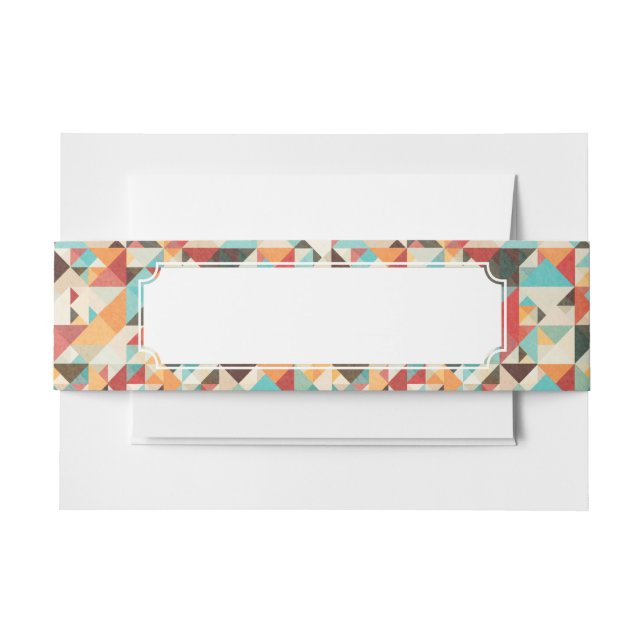 Earthtone Geometric Pattern Invitation Belly Band (Front Example)
