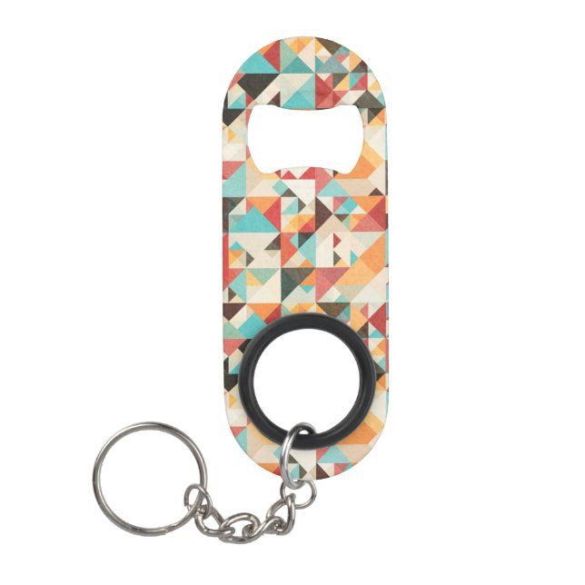 Earthtone Geometric Pattern Keychain Bottle Opener (Front)