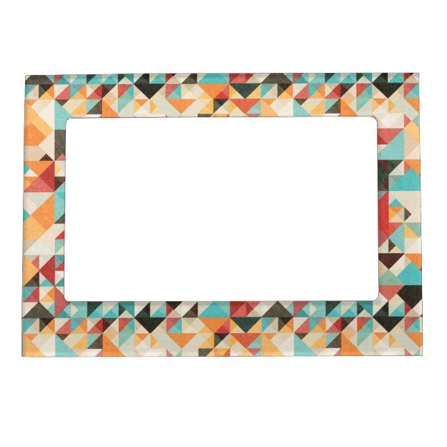 Earthtone Geometric Pattern Magnetic Photo Frame (Front)