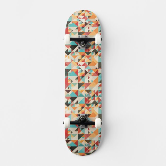 Earthtone Geometric Pattern Skateboard Deck (Front)