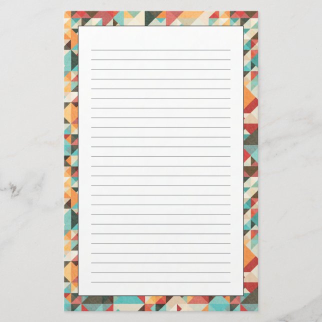 Earthtone Geometric Pattern Stationery (Front)