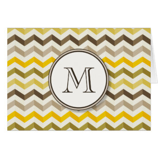Earthtone Gold Chevron Stripes with Round Monogram Cards