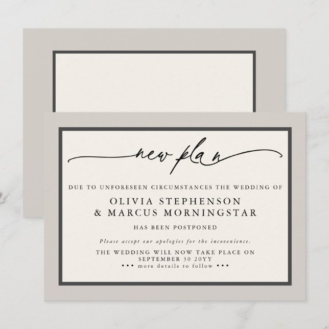 Earthtone Mushroom - Modern Postponed Event Invitation (Front/Back)