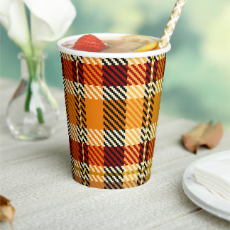 Earthtone Plaid Paper Party Cups