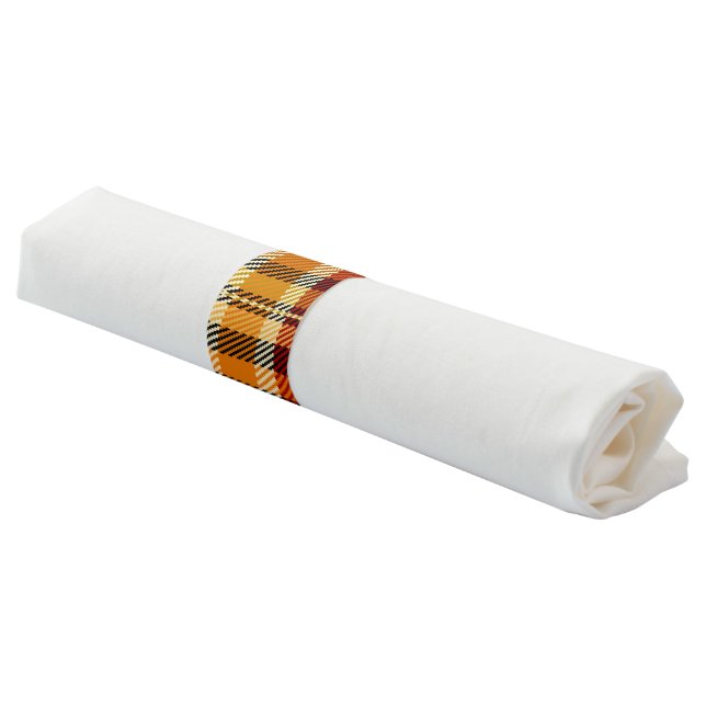 Earthtone Plaid Paper Party Napkin Rings (Angled)