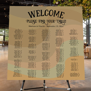 Earthtone Retro Swirls Alphabetical Seating Chart Foam Board