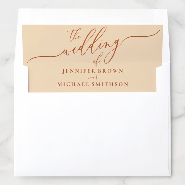 Earthtone Simple Formal Wedding Envelope Liner