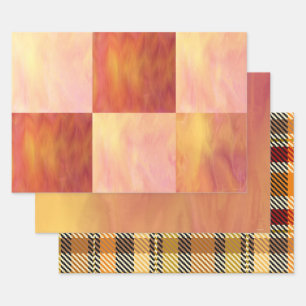 Earthtone Skies & Plaid Gift Wrap Paper 3 Designs