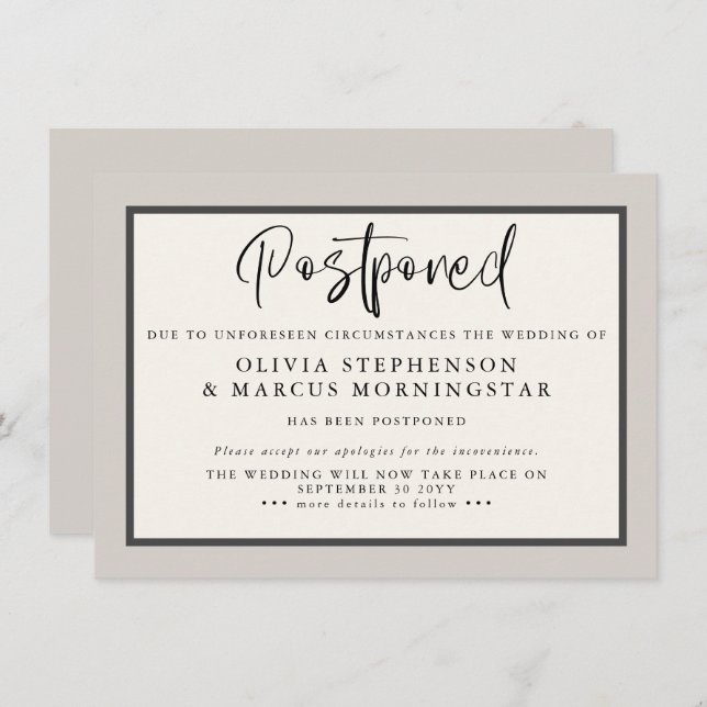 Earthtones - Modern Postponed Event Announcement (Front/Back)