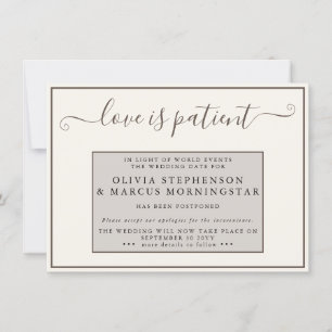 Earthtones Postponed Event Love is Patient Invitation