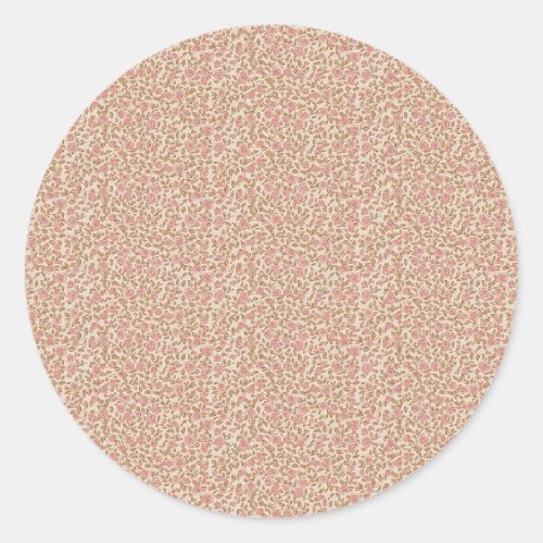 Earthy 1940s Retro Rosebud Utility Classic Round Sticker