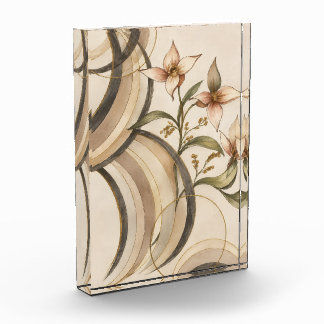 Earthy Abstract Floral & Calligraphy Lines Art Pri Photo Block
