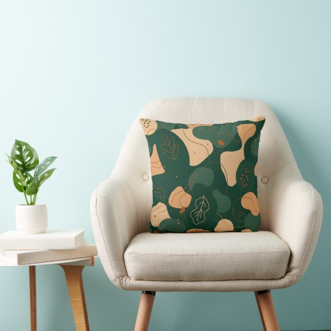 Earthy Abstract Forest Botanical Shapes Throw Pillow (Chair)