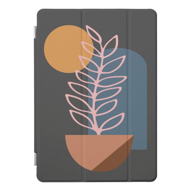 Earthy Abstract Geometric Botanical Art in Gray  iPad Pro Cover (Front)