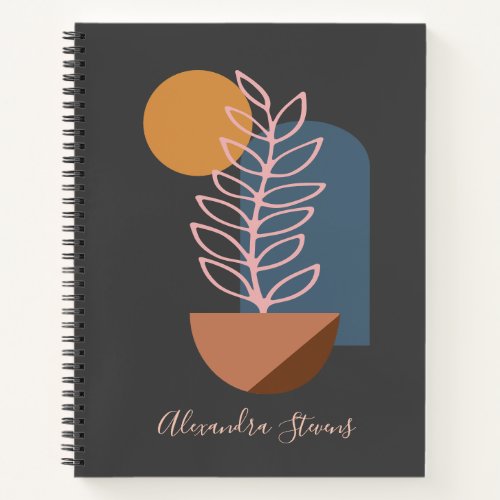 Earthy Abstract Geometric Botanical Personalized Notebook