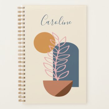 Earthy Abstract Geometric Botanical Personalized Planner by LEAFandLAKE at Zazzle
