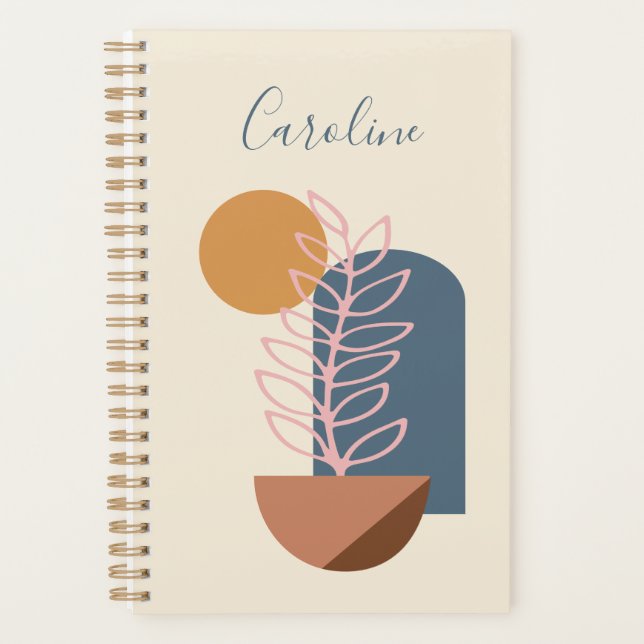 Earthy Abstract Geometric Botanical Personalized Planner (Front)