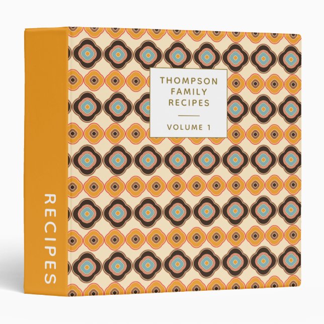 Earthy Abstract Mustard Yellow Personalized Recipe 3 Ring Binder (Front/Spine)
