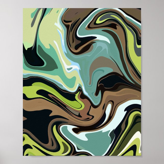 Earthy Abstract Swirling Marble Design  Poster (Front)
