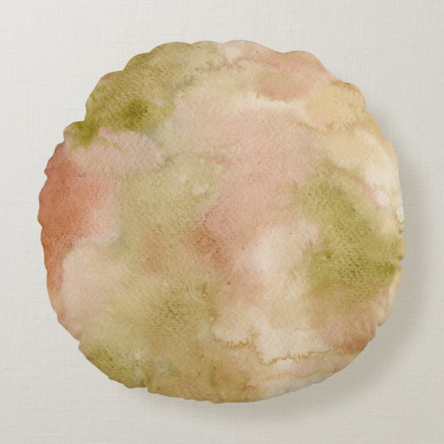 Earthy Abstract Watercolor Round Pillow (Front)