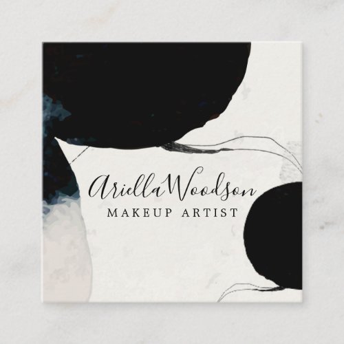 Earthy Abstract Watercolor Shapes Makeup Artist  Square Business Card