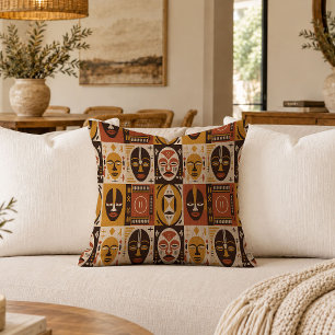Earthy African Tribal Accent Pillow Home Decor