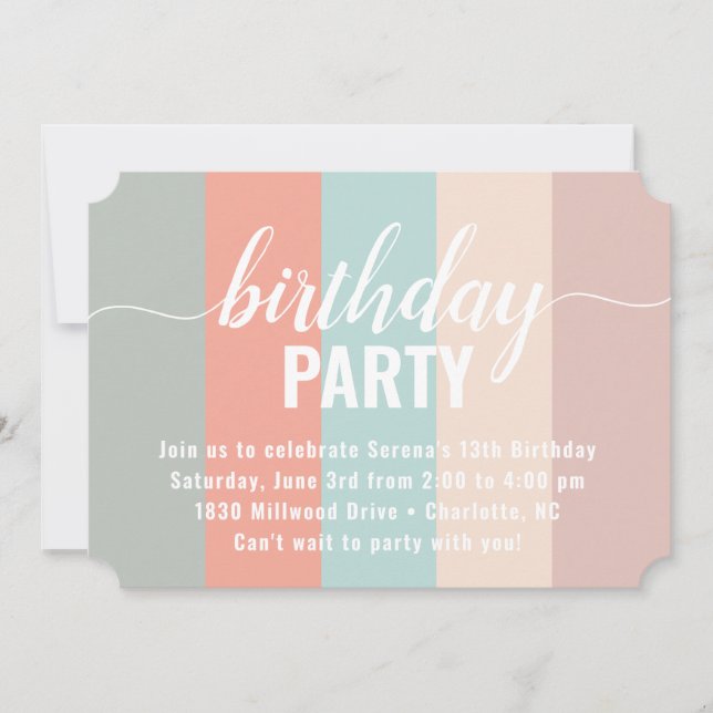Earthy and Muted Color Swatch Birthday Invitation (Front)